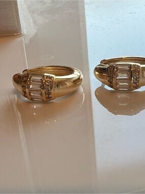 Gold-Tone Crystal Baguette Dome Ring - Women Jewelry